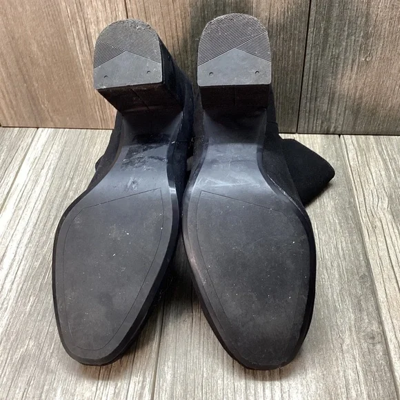 Bershka Booties Heeled Ankle Boots Zippered SIZE 6.5 Faux Suede Black Women’s - Picture 15 of 16